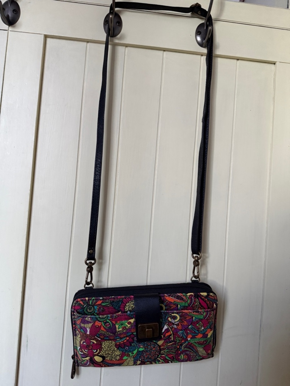 Sakroots Multicolor Paisley Crossbody Wallet with Black Trim